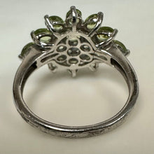 Load image into Gallery viewer, Sterling Peridot Cluster Ring sz 7
