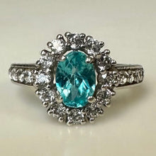 Load image into Gallery viewer, Sterling Blue &amp; White Topaz Halo Ring sz 5
