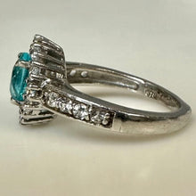 Load image into Gallery viewer, Sterling Blue &amp; White Topaz Halo Ring sz 5
