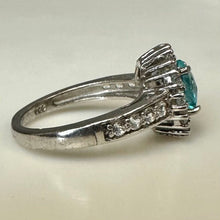 Load image into Gallery viewer, Sterling Blue &amp; White Topaz Halo Ring sz 5
