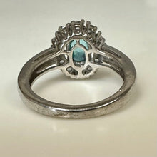 Load image into Gallery viewer, Sterling Blue &amp; White Topaz Halo Ring sz 5
