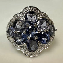 Load image into Gallery viewer, Sterling Tanzanite Cluster Ring sz 6
