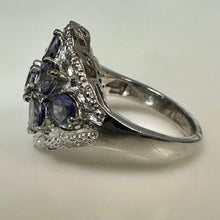Load image into Gallery viewer, Sterling Tanzanite Cluster Ring sz 6
