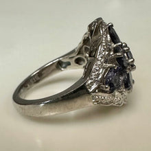 Load image into Gallery viewer, Sterling Tanzanite Cluster Ring sz 6
