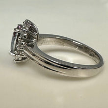 Load image into Gallery viewer, Sterling Mystic Topaz White Topaz Halo Ring sz 5

