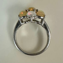Load image into Gallery viewer, Sterling Welo Opal Diamond Accent Flower Ring sz 6
