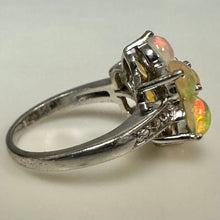 Load image into Gallery viewer, Sterling Welo Opal Diamond Accent Flower Ring sz 6
