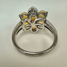 Load image into Gallery viewer, Sterling Welo Opal Diamond Accent Flower Ring sz 6

