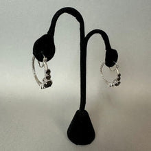 Load image into Gallery viewer, Sterling Black Tourmaline Hoop Earrings (1.25")
