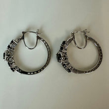 Load image into Gallery viewer, Sterling Black Tourmaline Hoop Earrings (1.25")
