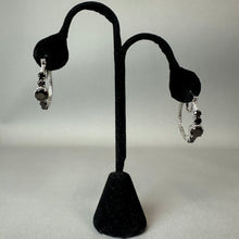 Load image into Gallery viewer, Sterling Black Tourmaline Hoop Earrings (1.25")
