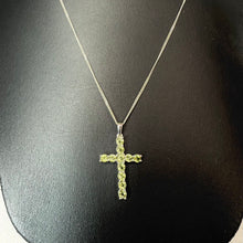 Load image into Gallery viewer, Sterling Peridot Cross Pendant on 18" Chain (1.25")
