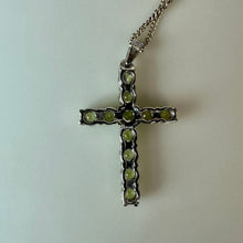 Load image into Gallery viewer, Sterling Peridot Cross Pendant on 18" Chain (1.25")
