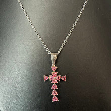 Load image into Gallery viewer, Sterling Pink Topaz Cross Pendant on 21" Chain (1.5")
