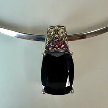 Load image into Gallery viewer, Sterling Gold Accent Black &amp; Pink Tourmaline Pendant on 18" Collar Necklace (1")
