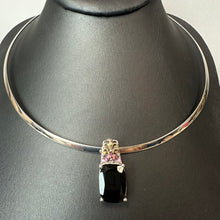 Load image into Gallery viewer, Sterling Gold Accent Black &amp; Pink Tourmaline Pendant on 18" Collar Necklace (1")
