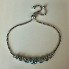 Load image into Gallery viewer, Sterling Blue Topaz Adjustable Slide Bracelet
