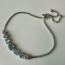 Load image into Gallery viewer, Sterling Blue Topaz Adjustable Slide Bracelet
