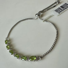 Load image into Gallery viewer, Sterling Peridot Adjustable Slide Bracelet
