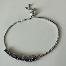 Load image into Gallery viewer, Sterling Amethyst Adjustable Slide Bracelet
