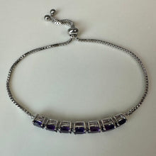 Load image into Gallery viewer, Sterling Amethyst Adjustable Slide Bracelet
