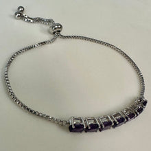 Load image into Gallery viewer, Sterling Amethyst Adjustable Slide Bracelet
