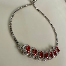 Load image into Gallery viewer, Sterling Mexican Fire Opal Adjustable Slide Bracelet

