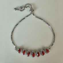 Load image into Gallery viewer, Sterling Mexican Fire Opal Adjustable Slide Bracelet
