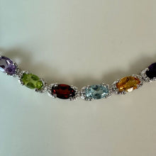 Load image into Gallery viewer, Sterling Amethyst Peridot Garnet Topaz Adjustable Slide Bracelet
