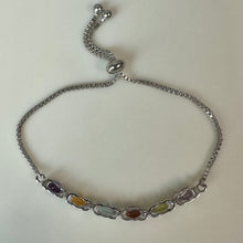 Load image into Gallery viewer, Sterling Amethyst Peridot Garnet Topaz Adjustable Slide Bracelet
