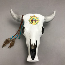 Load image into Gallery viewer, Hand Painted Ceramic Cattle Skull Figurine Mexican Folk Art (12x10)
