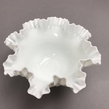 Load image into Gallery viewer, Vintage Fenton Hobnail White Milk Glass Bowl With Ruffled Edge (9.75x4.5)
