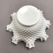 Load image into Gallery viewer, Vintage Fenton Hobnail White Milk Glass Bowl With Ruffled Edge (9.75x4.5)
