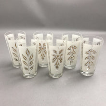 Load image into Gallery viewer, Vintage Set of 6 Libby Frosted Gold Leaf Highball Glasses (5")
