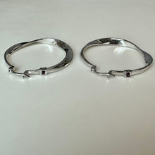 Load image into Gallery viewer, Elle Sterling Twisted Hoop Earrings w/ Ruby Accents (1.5")
