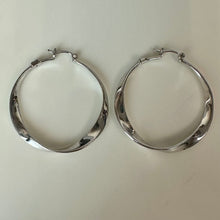 Load image into Gallery viewer, Elle Sterling Twisted Hoop Earrings w/ Ruby Accents (1.5")
