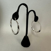 Load image into Gallery viewer, Elle Sterling Twisted Hoop Earrings w/ Ruby Accents (1.5")

