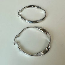 Load image into Gallery viewer, Elle Sterling Twisted Hoop Earrings w/ Ruby Accents (1.5")
