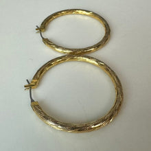Load image into Gallery viewer, Gold Plated Etched Design Hoop Earrings (1.5")
