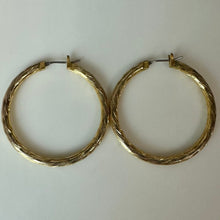 Load image into Gallery viewer, Gold Plated Etched Design Hoop Earrings (1.5")
