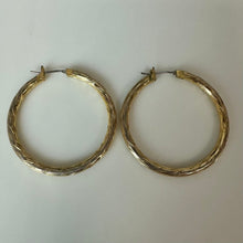 Load image into Gallery viewer, Gold Plated Etched Design Hoop Earrings (1.5")

