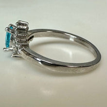 Load image into Gallery viewer, Sterling Simulated Blue &amp; White Topaz Ring sz 8.25
