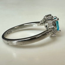 Load image into Gallery viewer, Sterling Simulated Blue &amp; White Topaz Ring sz 8.25
