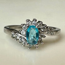 Load image into Gallery viewer, Sterling Simulated Blue &amp; White Topaz Ring sz 8.25
