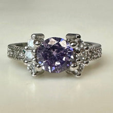 Load image into Gallery viewer, Sterling Amethyst CZ Ring sz 7.5
