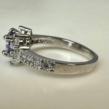 Load image into Gallery viewer, Sterling Amethyst CZ Ring sz 7.5
