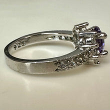 Load image into Gallery viewer, Sterling Amethyst CZ Ring sz 7.5
