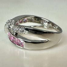 Load image into Gallery viewer, Sterling Simulated Pink &amp; White Topaz Ring sz 11
