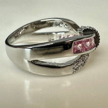 Load image into Gallery viewer, Sterling Simulated Pink &amp; White Topaz Ring sz 11
