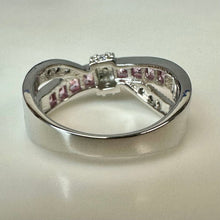 Load image into Gallery viewer, Sterling Simulated Pink &amp; White Topaz Ring sz 11
